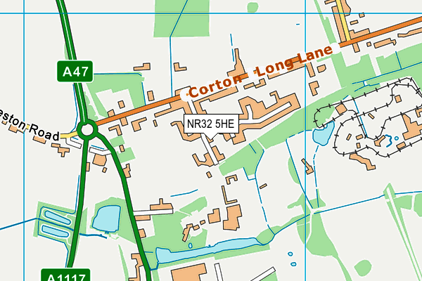 NR32 5HE map - OS VectorMap District (Ordnance Survey)