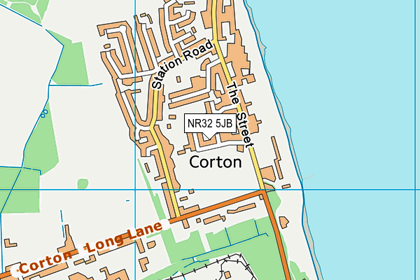 Corton Playing Fields map (NR32 5JB) - OS VectorMap District (Ordnance Survey)