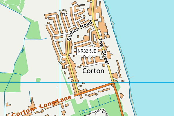 NR32 5JE map - OS VectorMap District (Ordnance Survey)