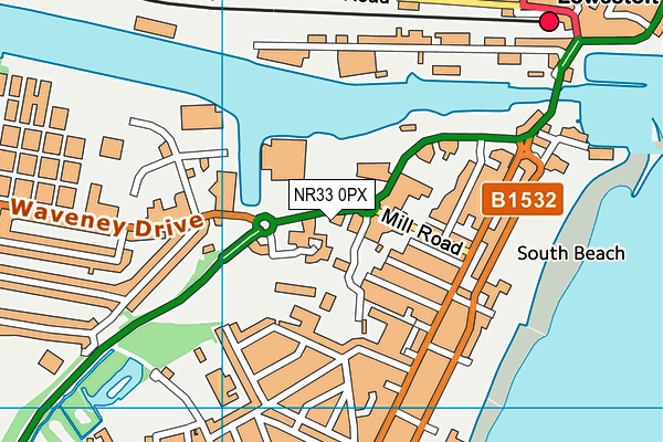 NR33 0PX map - OS VectorMap District (Ordnance Survey)