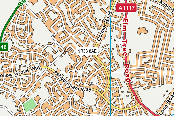 NR33 8AE map - OS VectorMap District (Ordnance Survey)