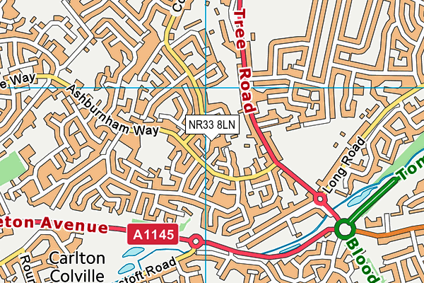 NR33 8LN map - OS VectorMap District (Ordnance Survey)