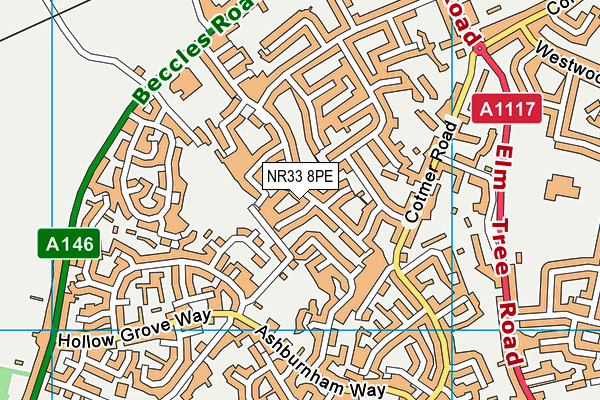 NR33 8PE map - OS VectorMap District (Ordnance Survey)