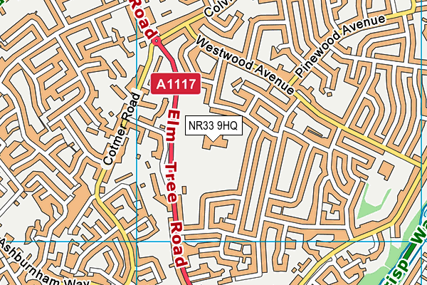 Elm Tree Middle School (Closed) map (NR33 9HQ) - OS VectorMap District (Ordnance Survey)