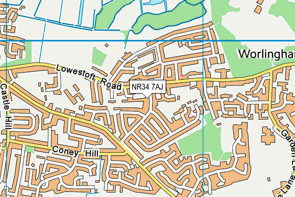 NR34 7AJ map - OS VectorMap District (Ordnance Survey)
