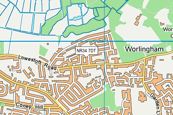 NR34 7DT map - OS VectorMap District (Ordnance Survey)