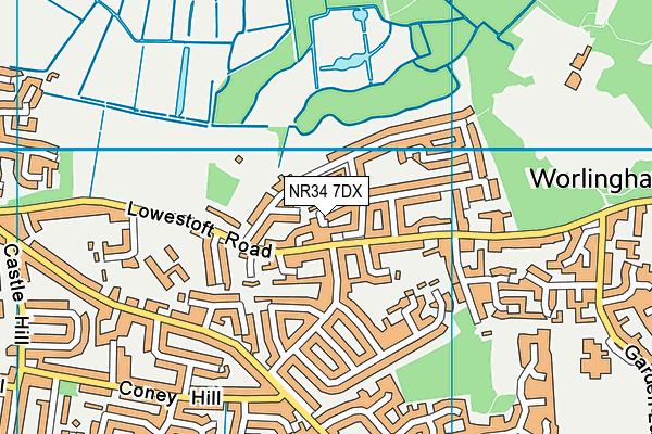 NR34 7DX map - OS VectorMap District (Ordnance Survey)