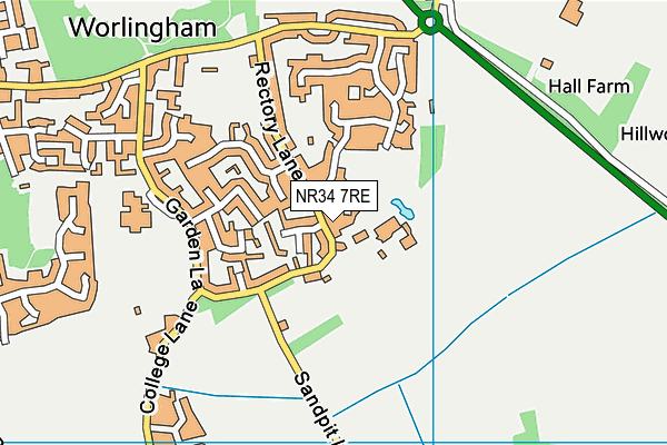 NR34 7RE map - OS VectorMap District (Ordnance Survey)