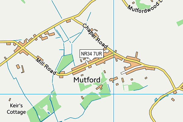 Mutford Playing Field map (NR34 7UR) - OS VectorMap District (Ordnance Survey)