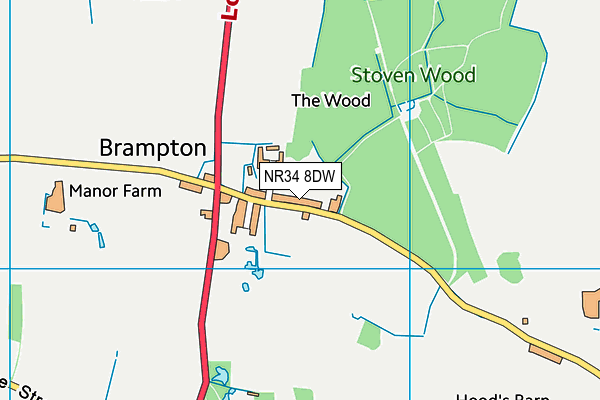 Brampton Church of England Primary School map (NR34 8DW) - OS VectorMap District (Ordnance Survey)