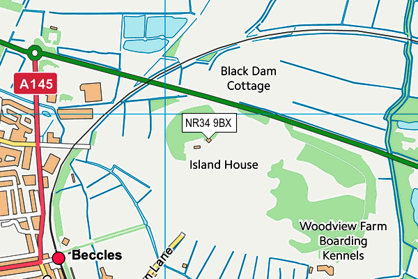 Beccles Golf Club map (NR34 9BX) - OS VectorMap District (Ordnance Survey)