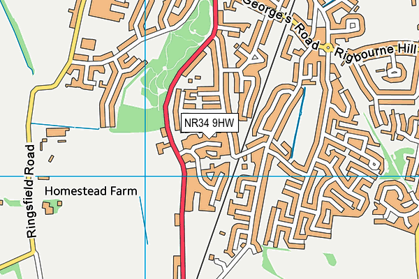 NR34 9HW map - OS VectorMap District (Ordnance Survey)