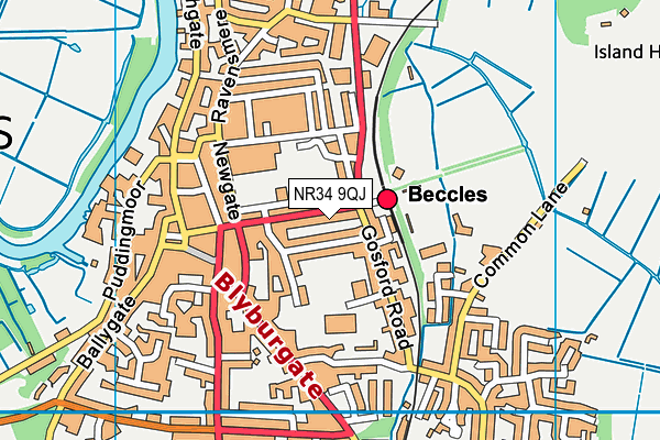 Beccles Caxton Fc map (NR34 9QJ) - OS VectorMap District (Ordnance Survey)