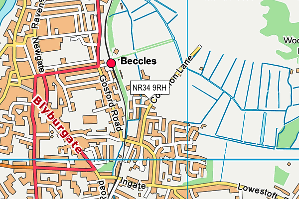 Beccles Indoor Bowls Club map (NR34 9RH) - OS VectorMap District (Ordnance Survey)