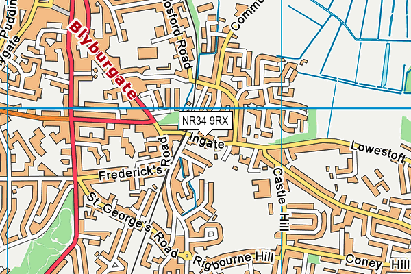 NR34 9RX map - OS VectorMap District (Ordnance Survey)