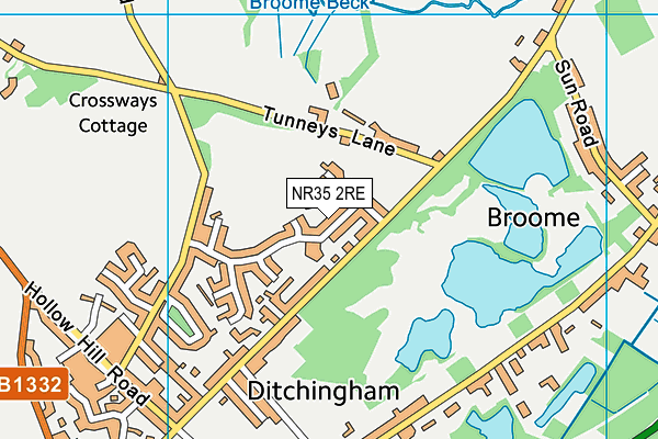 NR35 2RE map - OS VectorMap District (Ordnance Survey)