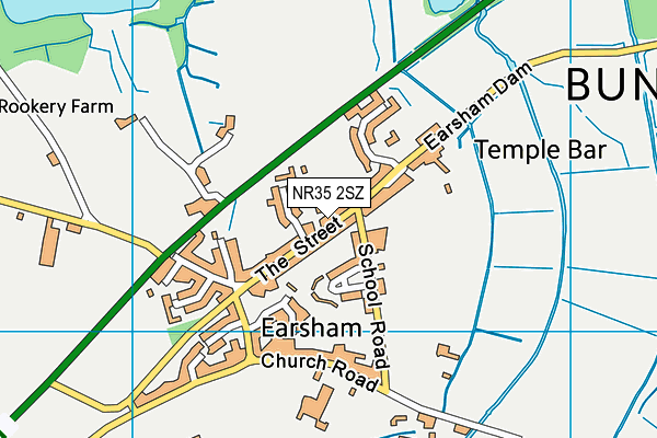 Earsham Playing Field map (NR35 2SZ) - OS VectorMap District (Ordnance Survey)
