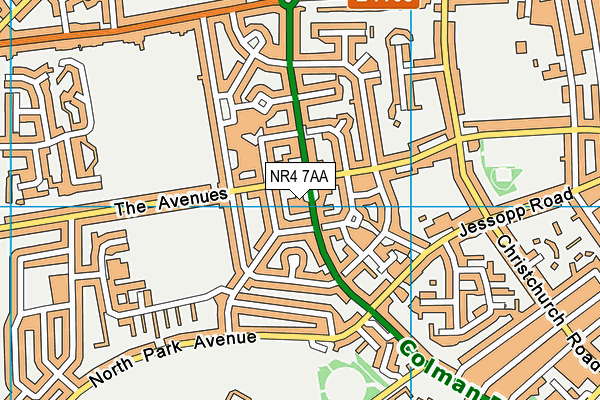 NR4 7AA map - OS VectorMap District (Ordnance Survey)