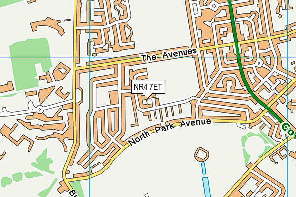 NR4 7ET map - OS VectorMap District (Ordnance Survey)