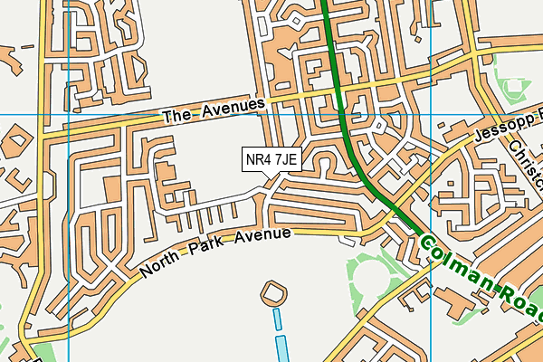 NR4 7JE map - OS VectorMap District (Ordnance Survey)