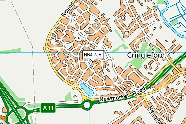 Cringleford CE VA Primary School map (NR4 7JR) - OS VectorMap District (Ordnance Survey)