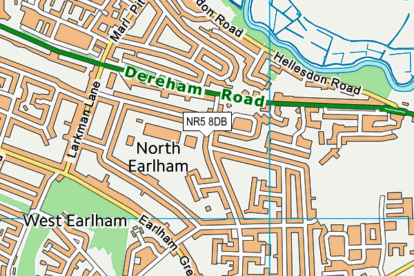 Earlham Nursery School map (NR5 8DB) - OS VectorMap District (Ordnance Survey)