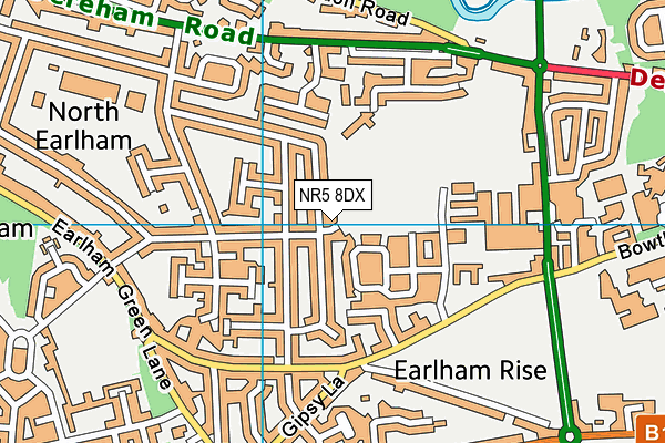 Henderson Green Primary School map (NR5 8DX) - OS VectorMap District (Ordnance Survey)