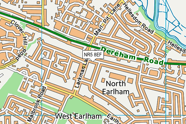 NR5 8EF map - OS VectorMap District (Ordnance Survey)
