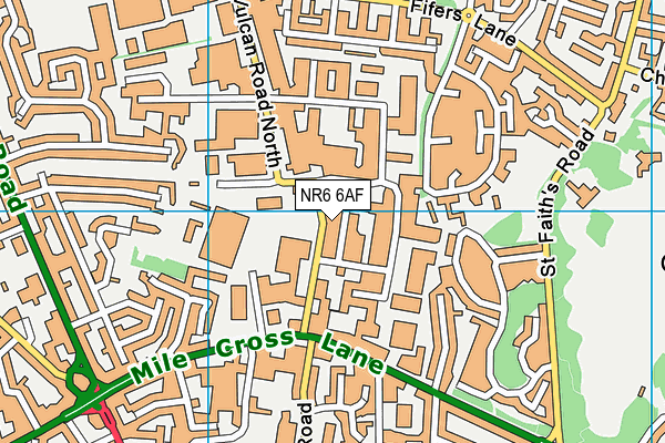 NR6 6AF map - OS VectorMap District (Ordnance Survey)