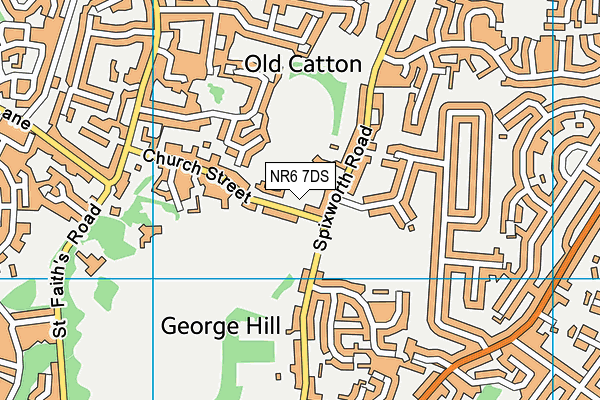 Old Catton CofE VC Junior School map (NR6 7DS) - OS VectorMap District (Ordnance Survey)