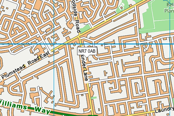 NR7 0AB map - OS VectorMap District (Ordnance Survey)