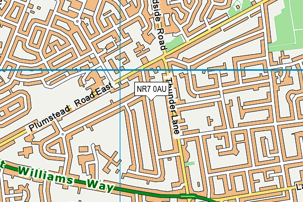 NR7 0AU map - OS VectorMap District (Ordnance Survey)