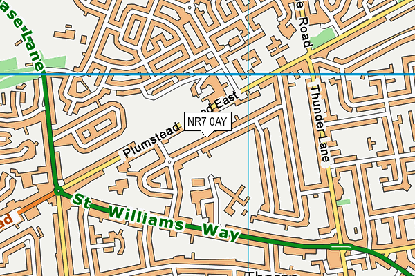 NR7 0AY map - OS VectorMap District (Ordnance Survey)