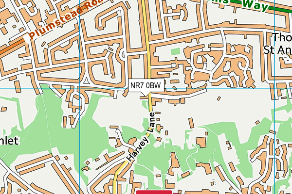 NR7 0BW map - OS VectorMap District (Ordnance Survey)