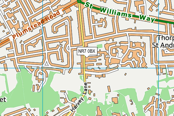 NR7 0BX map - OS VectorMap District (Ordnance Survey)