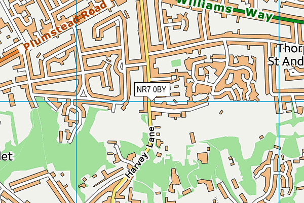 NR7 0BY map - OS VectorMap District (Ordnance Survey)