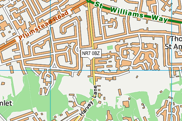 NR7 0BZ map - OS VectorMap District (Ordnance Survey)