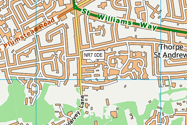 NR7 0DE map - OS VectorMap District (Ordnance Survey)