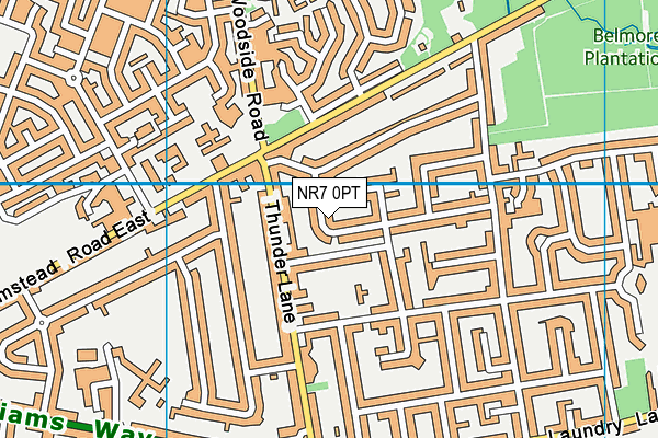 NR7 0PT map - OS VectorMap District (Ordnance Survey)