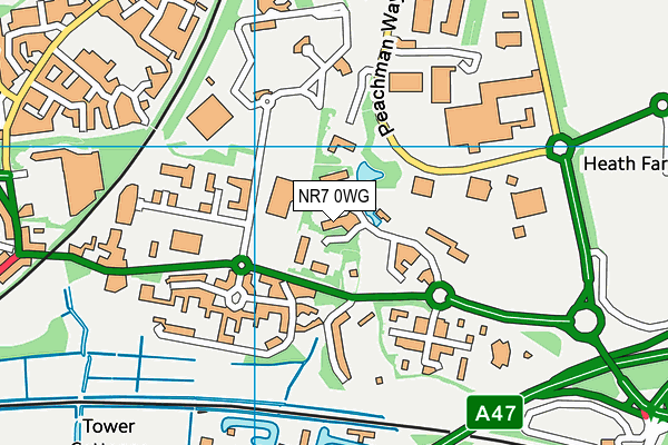 NR7 0WG map - OS VectorMap District (Ordnance Survey)
