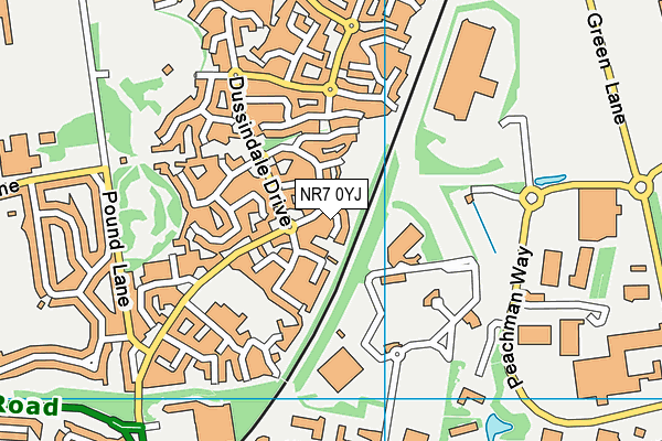 NR7 0YJ map - OS VectorMap District (Ordnance Survey)