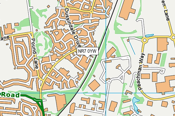 NR7 0YW map - OS VectorMap District (Ordnance Survey)