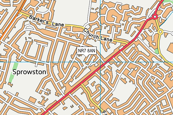 NR7 8AN map - OS VectorMap District (Ordnance Survey)