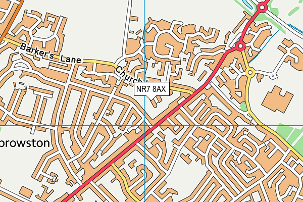 NR7 8AX map - OS VectorMap District (Ordnance Survey)