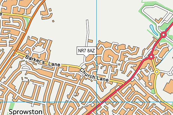 NR7 8AZ map - OS VectorMap District (Ordnance Survey)