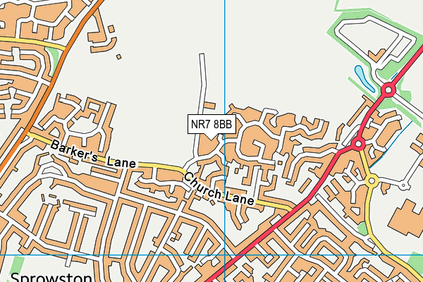 NR7 8BB map - OS VectorMap District (Ordnance Survey)