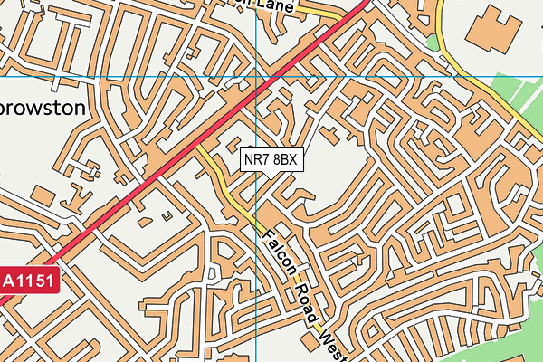 NR7 8BX map - OS VectorMap District (Ordnance Survey)