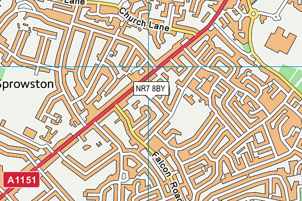 NR7 8BY map - OS VectorMap District (Ordnance Survey)