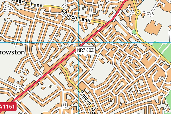 NR7 8BZ map - OS VectorMap District (Ordnance Survey)