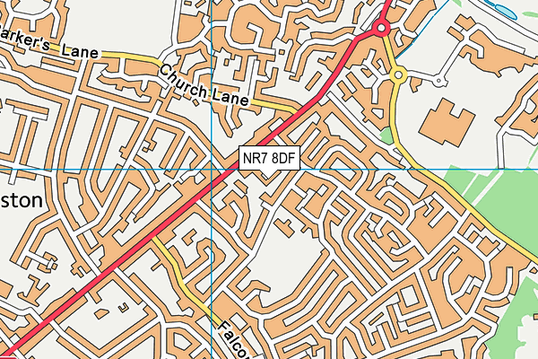 NR7 8DF map - OS VectorMap District (Ordnance Survey)